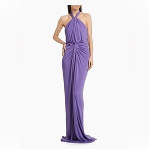 Cinq à Sept Kaily Jersey Purple Halter Gown Size 12